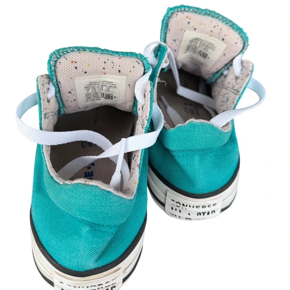 Converse‎ Chuck Taylor Junior All Star Low Top Teal Confetti Kids Shoes Size 2